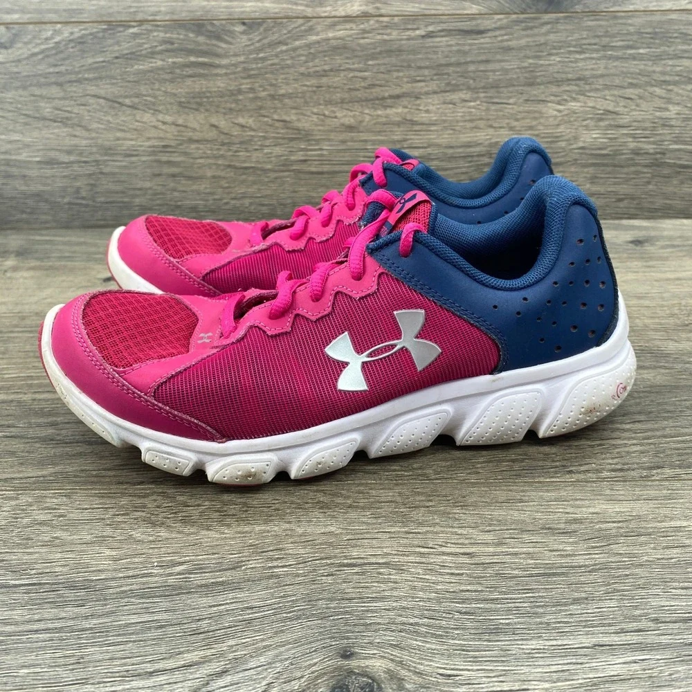 Under Armour Assert 6 Running Shoes Kids Size 4.5Y Pink Navy Blue 1266320-652